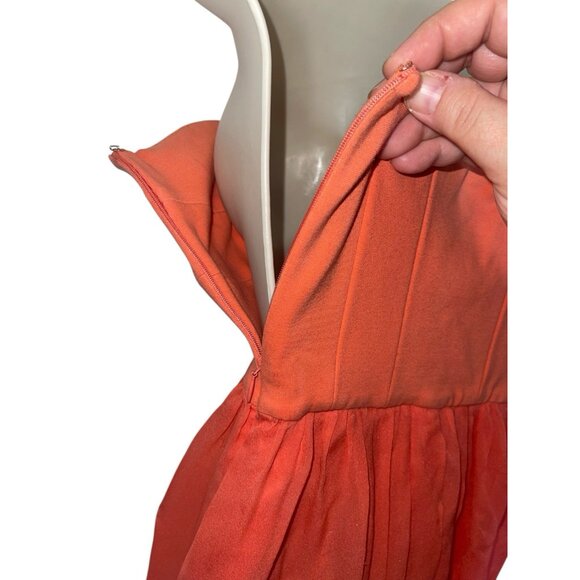 DVF DIANE VON FURSTENBURG Asti Short Strapless Silk Dress Firework Coral Size 4 - Picture 8 of 14